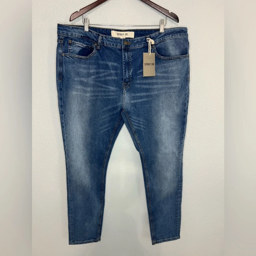 SPRAY-ON PREMIUM FIT JEANS -BLUE Size UK 44 EU 111cm.